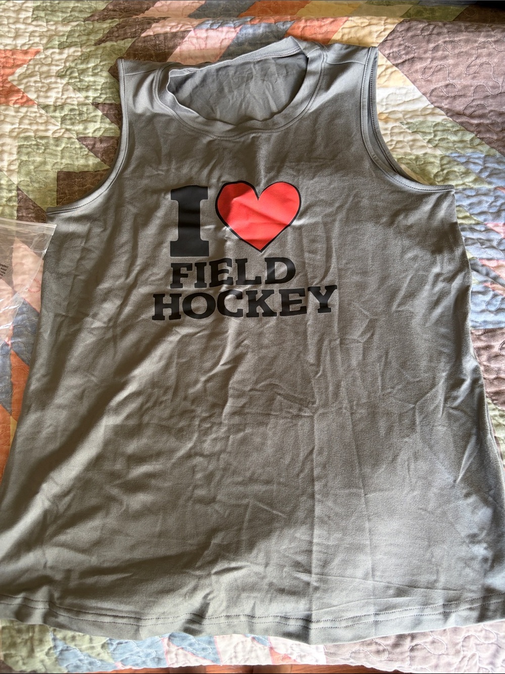I ❤️ Field Hockey Graphic Tank Top - Gray with Red Heart